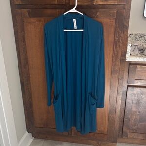 Teal Open Front Cardigan
